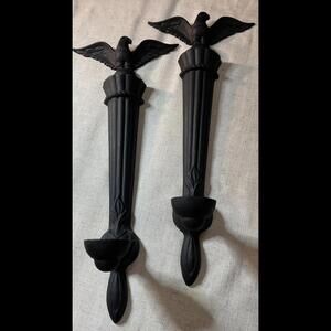 Vintage Pair 1975 Delta Eagle Tapered Candle Holder Wall Sconce